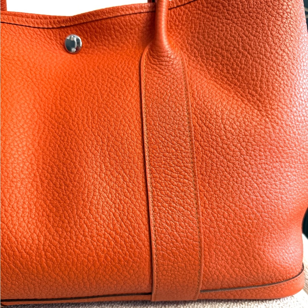 Authentic Hermès Garden Party PM tote bag orange leather - Picture 5 of 16